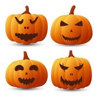 Halloween Pumpkin Face Collection, Vector illustration