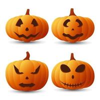 Halloween Pumpkin Face Collection, Vector illustration