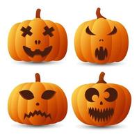 Halloween Pumpkin Face Collection, Vector illustration