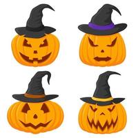 Set of Halloween Pumpkin isolated on white background vector