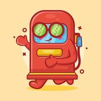 funny gasoline pump character mascot running isolated cartoon in flat style design vector