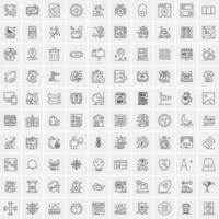 paquete de 100 iconos de líneas universales para móviles y web vector