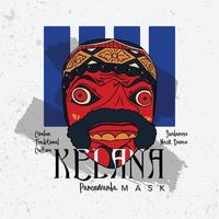 cirebon traditional culture dance mask called kelana, sundanese event banner hand drawn illustration vector