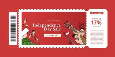 Independence day hand drawn illustration indonesia culture for ticket coupon sale design inspiration vector