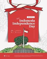 feliz día de la independencia de indonesia vector dibujado a mano ilustración