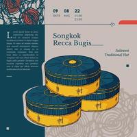 sulawesi culture hat traditional culture called songkok recca bugis indonesia handrawn illustration vector