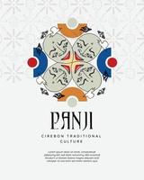 panji, máscara tradicional de indonesia para ilustración dibujada a mano de danza tradicional cirebon vector