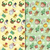 Cute Christmas hand drawn cartoon pattern set vector