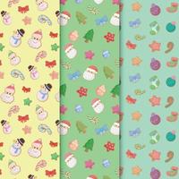 Cute Christmas pattern hand drawn flat cartoon collection vector