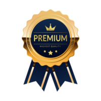 distintivo de qualidade premium com cor azul e dourado png