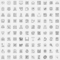 paquete de 100 iconos de líneas universales para móviles y web vector