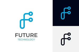 diseño abstracto del icono del logotipo de la letra f para una futura empresa de tecnología vector