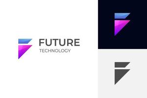 diseño abstracto del icono del logotipo de la letra f para una futura empresa de tecnología vector