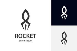 diseño de logotipo de lanzamiento de cohete de flecha simple, elemento de logotipo de nave espacial, cohete de línea vectorial para icono de inicio vector