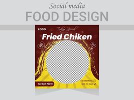 Social Media Post food design template, vector web poster design layout.