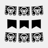 Icon paper craft. Day of the dead celebration elements. Icons in glyph style. Good for prints, posters, logo, party decoration, greeting card, etc. vector