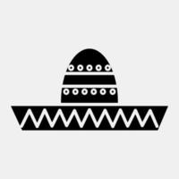 icono sombrero sombrero. elementos de celebración del día de los muertos. iconos en estilo glifo. bueno para impresiones, carteles, logotipos, decoración de fiestas, tarjetas de felicitación, etc. vector