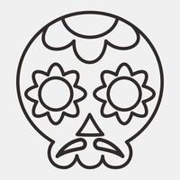 icono de calavera de azúcar. elementos de celebración del día de los muertos. iconos en estilo de línea. bueno para impresiones, carteles, logotipos, decoración de fiestas, tarjetas de felicitación, etc. vector