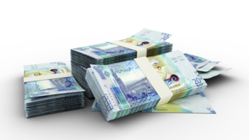 pilha 3d de notas de dinar kuwaitiano png