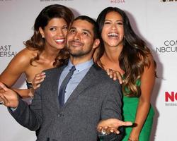 LOS ANGELES - OCT 10 - Andrea Navedo, Wilmer Valderrama, Gina Rodriguez at the 2014 NCLR ALMA Awards Press Room at Civic Auditorium on October 10, 2014 in Pasadena, CA photo