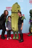 LOS ANGELES - SEP 21 - Amy Brenneman, Bodhi Russell Silberling, Charlotte Tucker Silberling at the Cloudy With A Chance of Meatballs 2 Los Angeles Premiere at Village Theater on September 21, 2013 in Westwood, CA photo