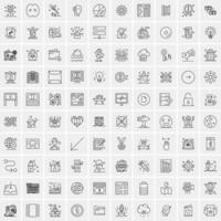 paquete de 100 iconos de líneas universales para móviles y web vector