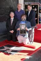 LOS ANGELES - SEP 18  Leron Gubler, Mike White, Jack Black, Richard Linklater at the Jack Black Star Ceremony on the Hollywood Walk of Fame on September 18, 2018 in Los Angeles, CA photo