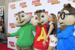 LOS ANGELES - DEC 12 - Bella Thorne, Alvin and The Chipmunks at the Alvin And The Chipmunks - The Road Chip Los Angeles Premiere at the Zanuck Theater, 20th Century Fox Lot on December 12, 2015 in Los Angeles, CA photo