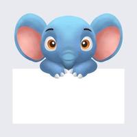Cartoon cute Elephant watercolor style with blank space isolated on white background vector