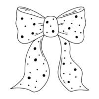 Illustration with festive bow on a white isolated background. Vector clip art in doodle style for cards, posters.