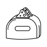 Toaster with bread in hand drawn doodle style. Breakfast time. Vector illustration.