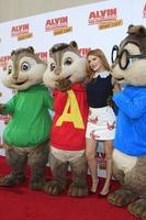LOS ANGELES - DEC 12 - Bella Thorne, Alvin and The Chipmunks at the Alvin And The Chipmunks - The Road Chip Los Angeles Premiere at the Zanuck Theater, 20th Century Fox Lot on December 12, 2015 in Los Angeles, CA photo