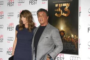 LOS ANGELES - NOV 9 - Jennifer Flavin, Slyvester Stallone at the AFI Fest 2015 Presented by Audi - The 33 Premiere at the TCL Chinese Theater on November 9, 2015 in Los Angeles, CA photo