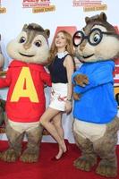 LOS ANGELES - DEC 12 - Bella Thorne, Alvin and The Chipmunks at the Alvin And The Chipmunks - The Road Chip Los Angeles Premiere at the Zanuck Theater, 20th Century Fox Lot on December 12, 2015 in Los Angeles, CA photo
