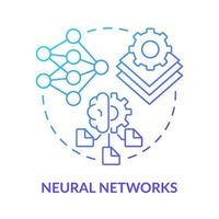 Neural networks blue gradient concept icon. Artificial neurons. Machine learning engineer skill abstract idea thin line illustration. Isolated outline drawing.