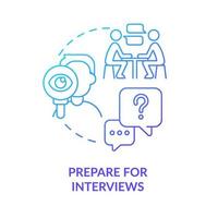 Prepare for interviews blue gradient concept icon. Apply for position. Becoming data scientist abstract idea thin line illustration. Isolated outline drawing. vector