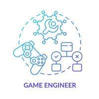 Game engineer blue gradient concept icon. Entertainment field. Game dev. Software developer path abstract idea thin line illustration. Isolated outline drawing. vector