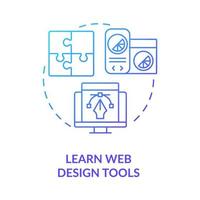 Learn web design tools blue gradient concept icon. Content management. Becoming web designer abstract idea thin line illustration. Isolated outline drawing. vector