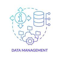 Data management blue gradient concept icon. Collect and storing information. Data analyst skill abstract idea thin line illustration. Isolated outline drawing. vector