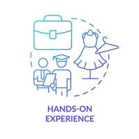 Hands on experience blue gradient concept icon. Practice learning. Becoming fashion designer abstract idea thin line illustration. Isolated outline drawing. vector