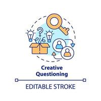 Creative questioning concept icon. Effective coaching process abstract idea thin line illustration. Entrepreneurship. Isolated outline drawing. Editable stroke. vector