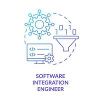 ingeniero de integración de software icono de concepto de gradiente azul. sistemas complejos. ingeniero de software ruta idea abstracta ilustración de línea delgada. dibujo de contorno aislado. vector