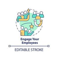 Engage employees concept icon. Business coaching courses benefit abstract idea thin line illustration. Workers retention. Isolated outline drawing. Editable stroke. vector