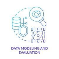 icono de concepto de gradiente azul de modelado y evaluación de datos. pericia. ingeniero de aprendizaje automático habilidad idea abstracta ilustración de línea delgada. dibujo de contorno aislado. vector