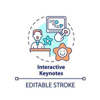 Interactive keynotes concept icon. Enhancing learning experience abstract idea thin line illustration. Student engagement. Isolated outline drawing. Editable stroke. vector