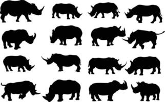 The set of Rhinoceros Silhouette collection vector