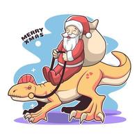 Papá Noel y dinosaurio, diseño de ilustraciones vectoriales vector