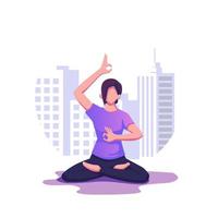 Concept of meditation during working hours thought process vector