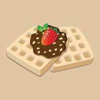 Delicious waffle with peanut and strawberry chocolate topping vector