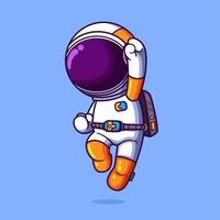 el astronauta está saltando y muy feliz de haber llegado al planeta exterior en la galaxia vector